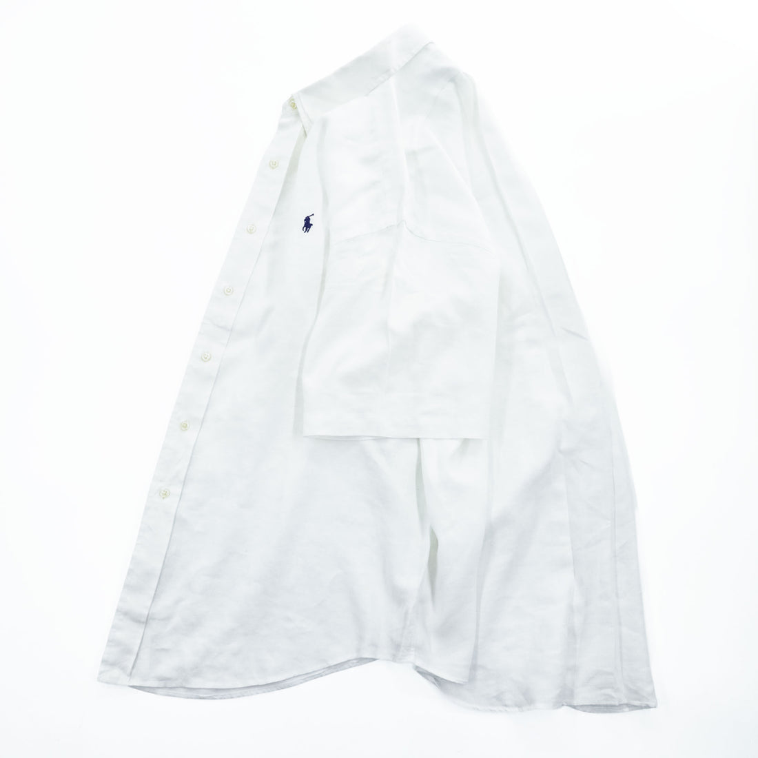 Ralph Lauren 90年代 ヴィンテージ BLAKE 半袖 リネン シャツ XL ホワイト 麻100% ビッグサイズ スモールポニー ロゴ 刺繍 ボタンダウン