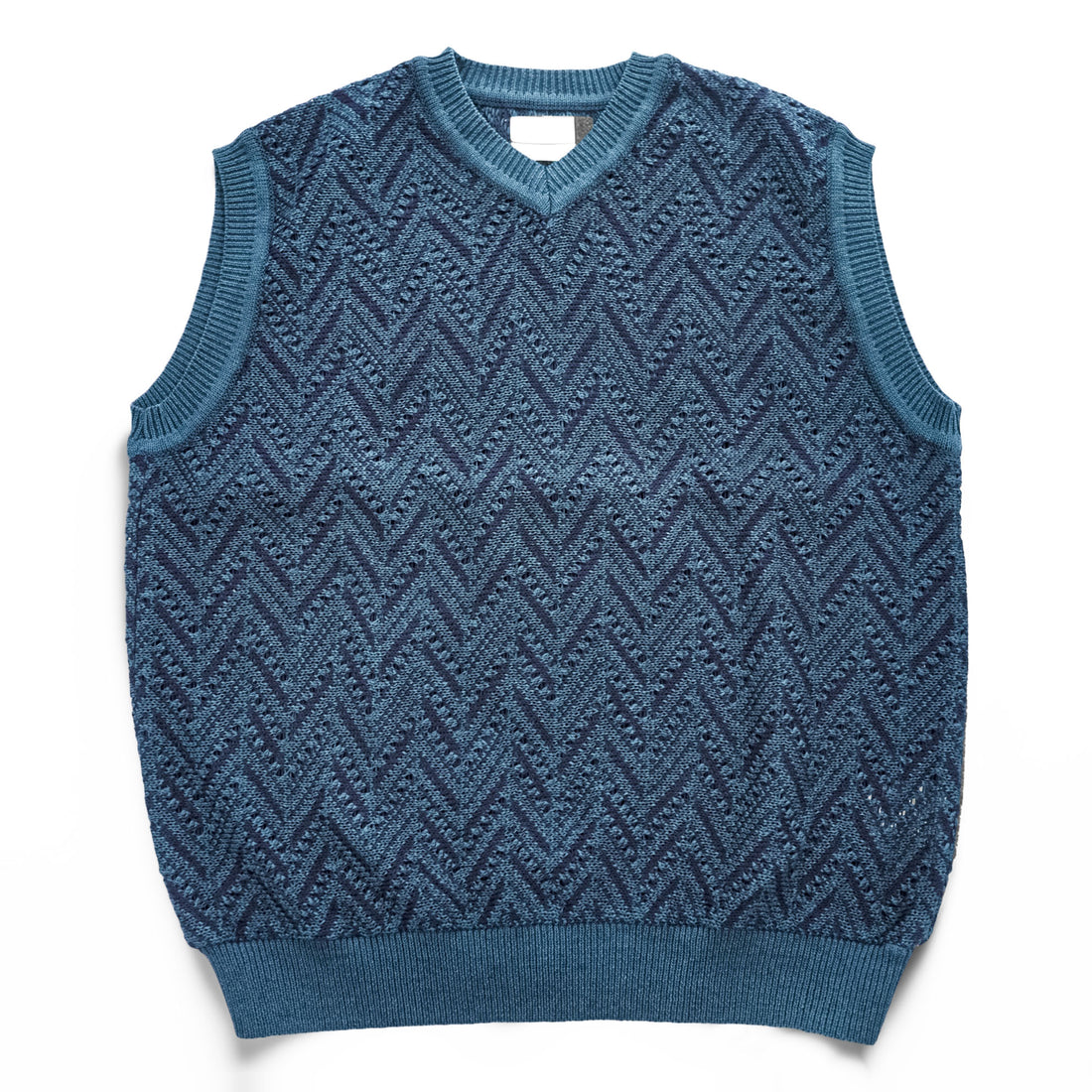 YOKE 日本製 ヘリンボーン メッシュ Vネック ベスト HERRINGBONE MESH V-NECK VEST コットンニット YK23SS0499S