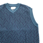 YOKE 日本製 ヘリンボーン メッシュ Vネック ベスト HERRINGBONE MESH V-NECK VEST コットンニット YK23SS0499S