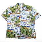 reyn spooner 90年代 ハワイ製 ヴィンテージ アロハシャツ 半袖 オープンカラーシャツ L 総柄 Exclusive Apparel ビキニタグ 開襟