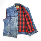 Levi's 80年代 USA製 ヴィンテージ デニム ベスト L バッファローチェック 裏地 ネルライナー 60518 0816