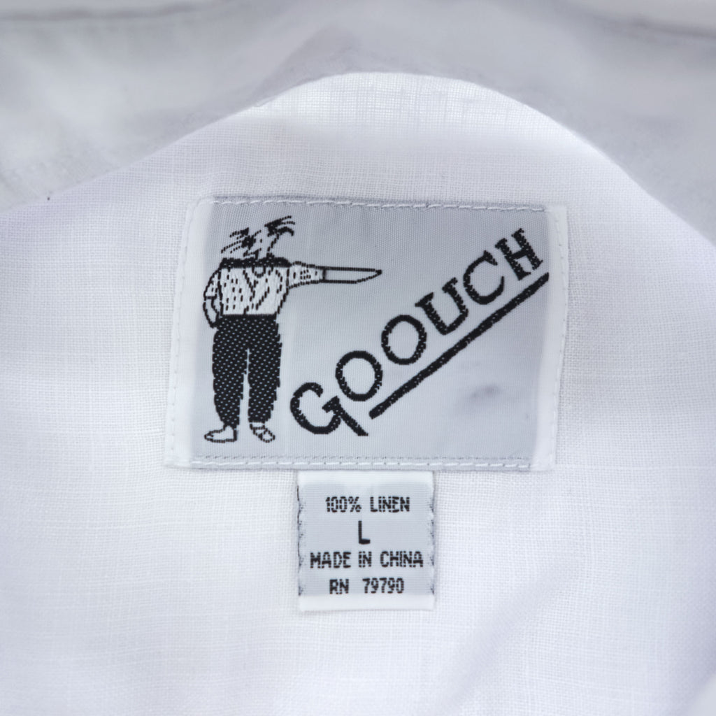 GOOUCH 90年代 ヴィンテージ 半袖 リネン シャツ L ホワイト 麻100% 胸ポケット
