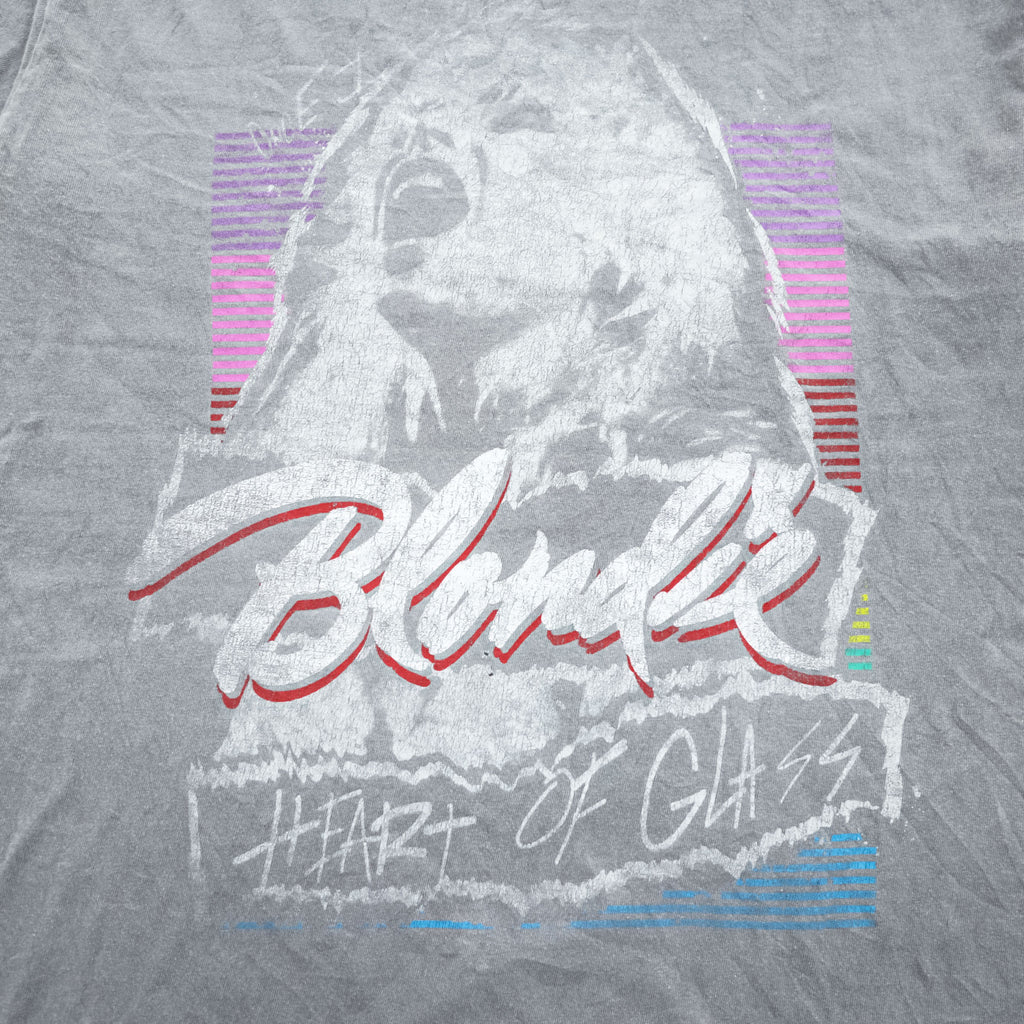 BLONDIE ブロンディー ロック バンド Tシャツ L グレーフェード Heart of Glass ヴィンテージ ダメージ加工