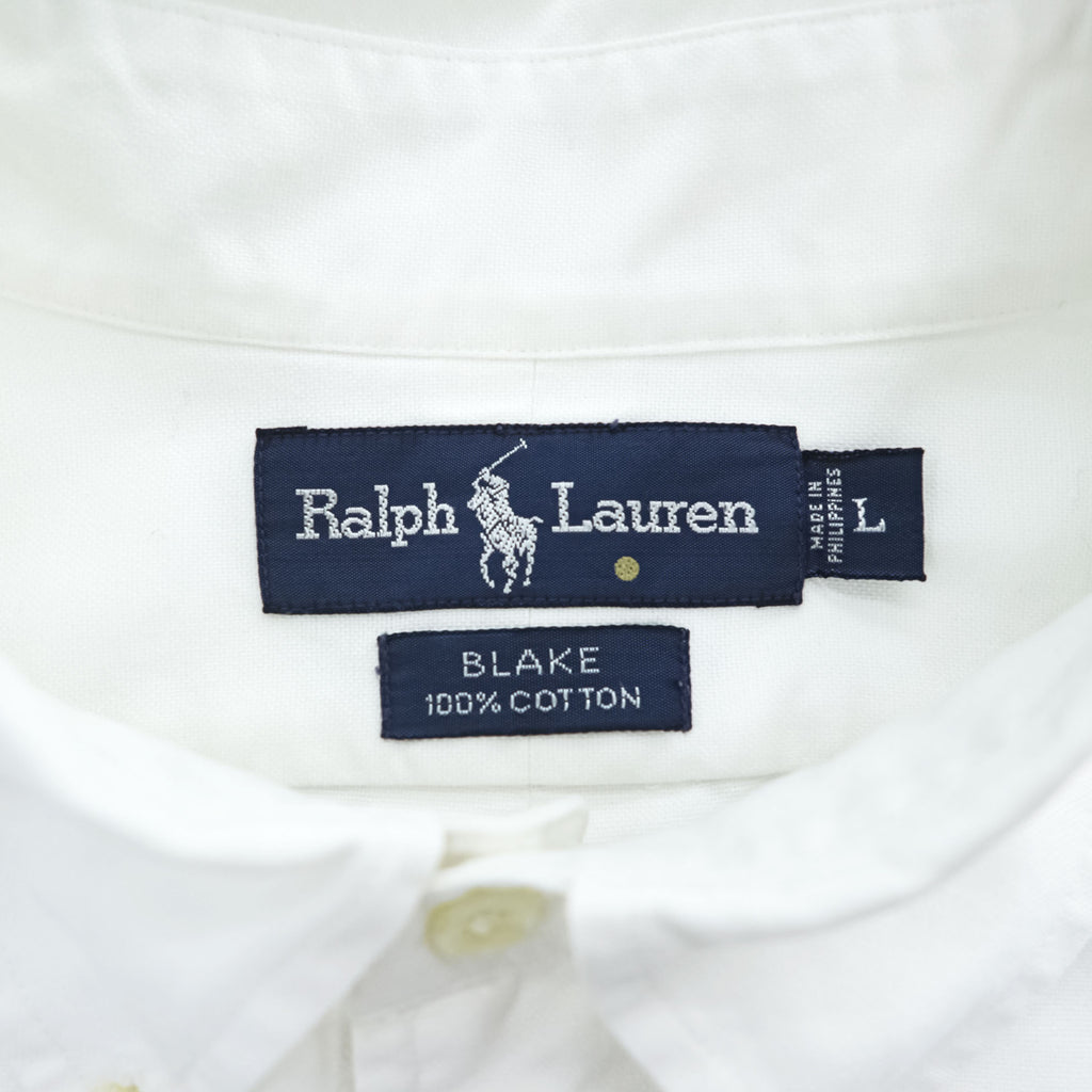 Ralph Lauren 90年代 ヴィンテージ BLAKE 半袖 オックスフォード シャツ L ホワイト スモールポニー ロゴ 刺繍