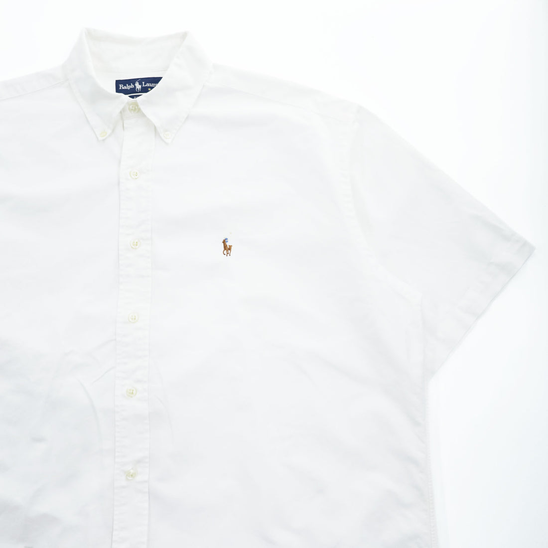 Ralph Lauren 90年代 ヴィンテージ BLAKE 半袖 オックスフォード シャツ L ホワイト スモールポニー ロゴ 刺繍