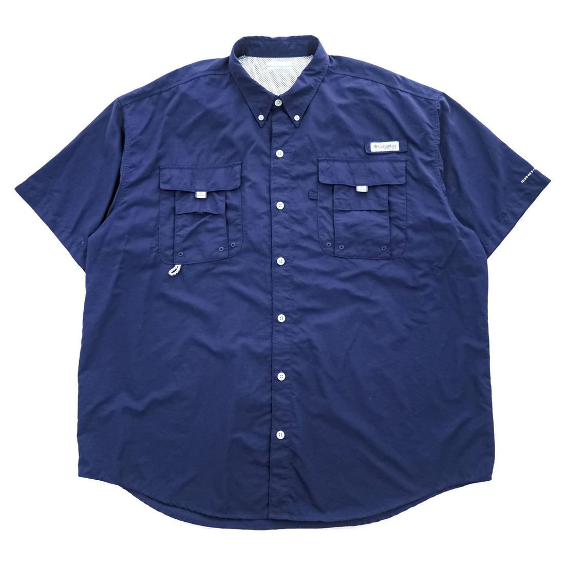 Columbia PFG バハマ BAHAMA 2 半袖 フィッシングシャツ XL ネイビー OMNI-SHADE メッシュ ベンチレーション FM7047