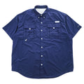 Columbia PFG バハマ BAHAMA 2 半袖 フィッシングシャツ XL ネイビー OMNI-SHADE メッシュ ベンチレーション FM7047