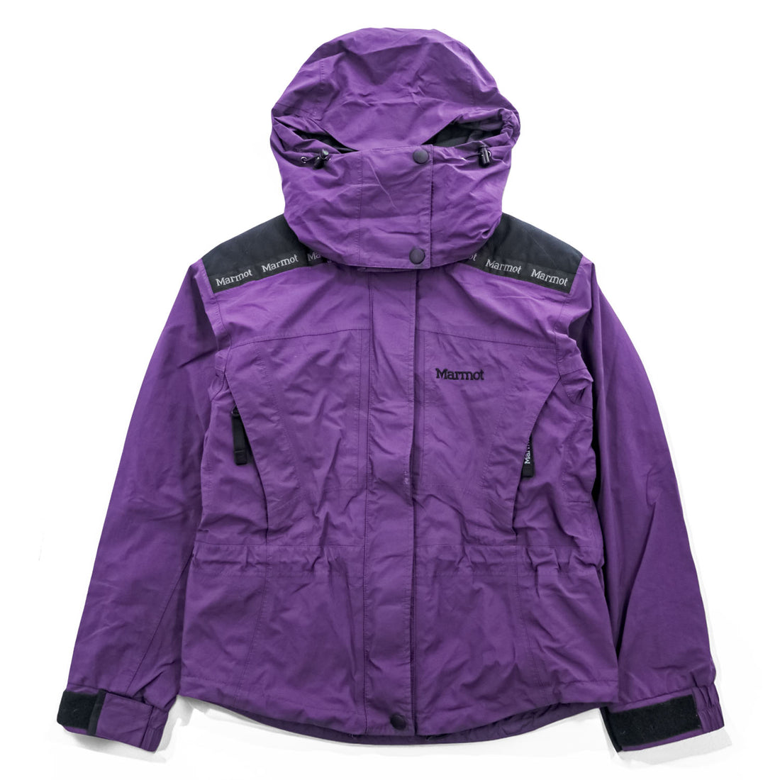 Vintage Marmot Gore-Tex 2 Ply Women's Ski Mountain Jacket Purple Black Hooded Shell Size S