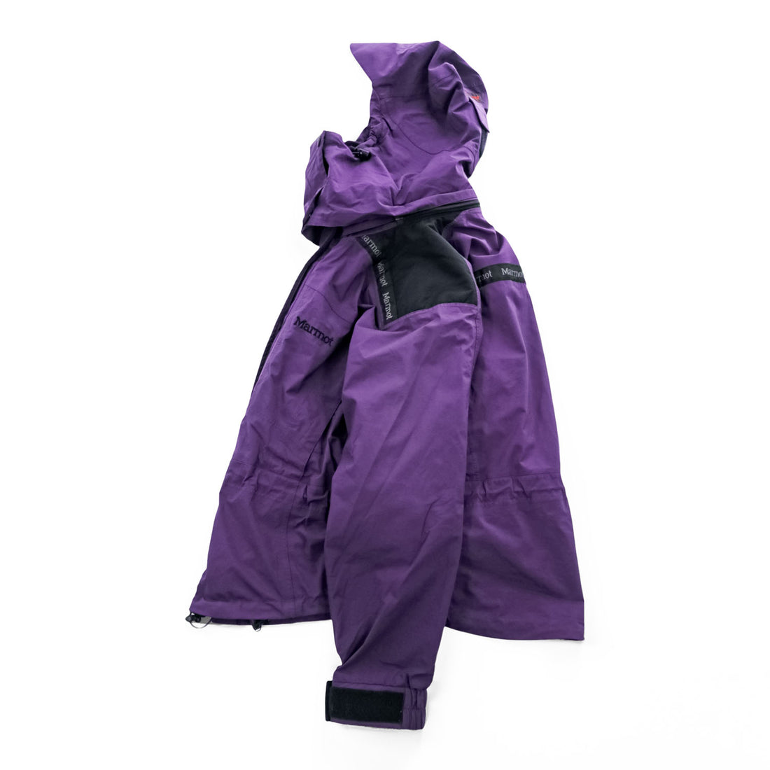 Vintage Marmot Gore-Tex 2 Ply Women's Ski Mountain Jacket Purple Black Hooded Shell Size S