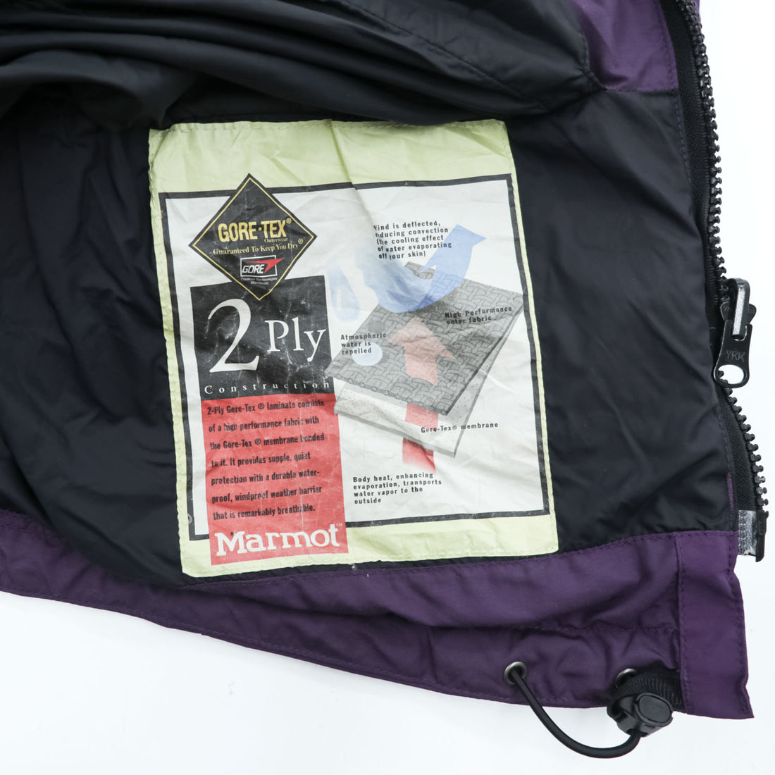 Vintage Marmot Gore-Tex 2 Ply Women's Ski Mountain Jacket Purple Black Hooded Shell Size S
