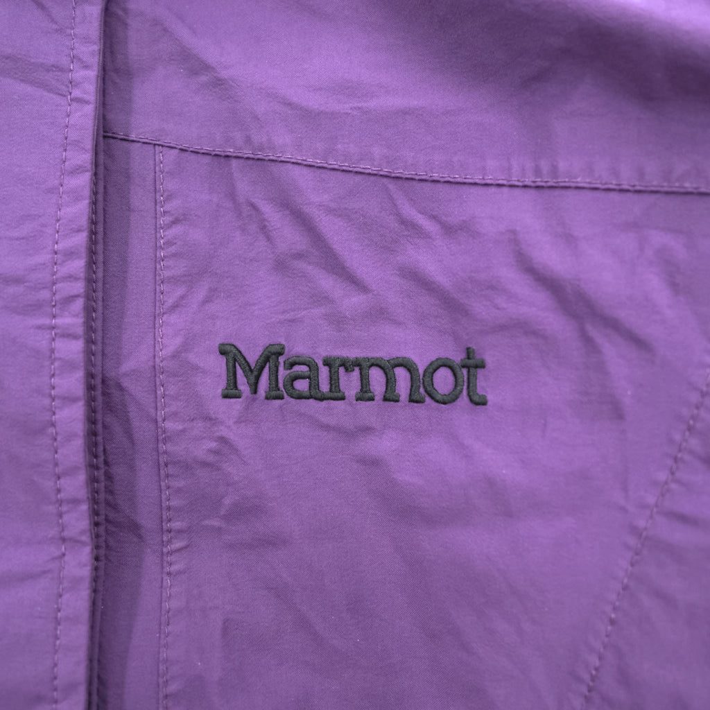 Vintage Marmot Gore-Tex 2 Ply Women's Ski Mountain Jacket Purple Black Hooded Shell Size S