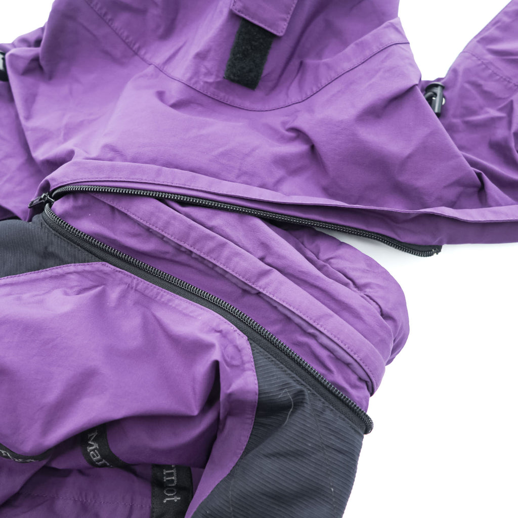Vintage Marmot Gore-Tex 2 Ply Women's Ski Mountain Jacket Purple Black Hooded Shell Size S
