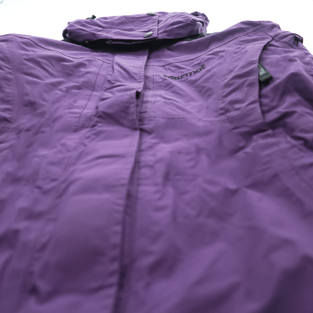 Vintage Marmot Gore-Tex 2 Ply Women's Ski Mountain Jacket Purple Black Hooded Shell Size S