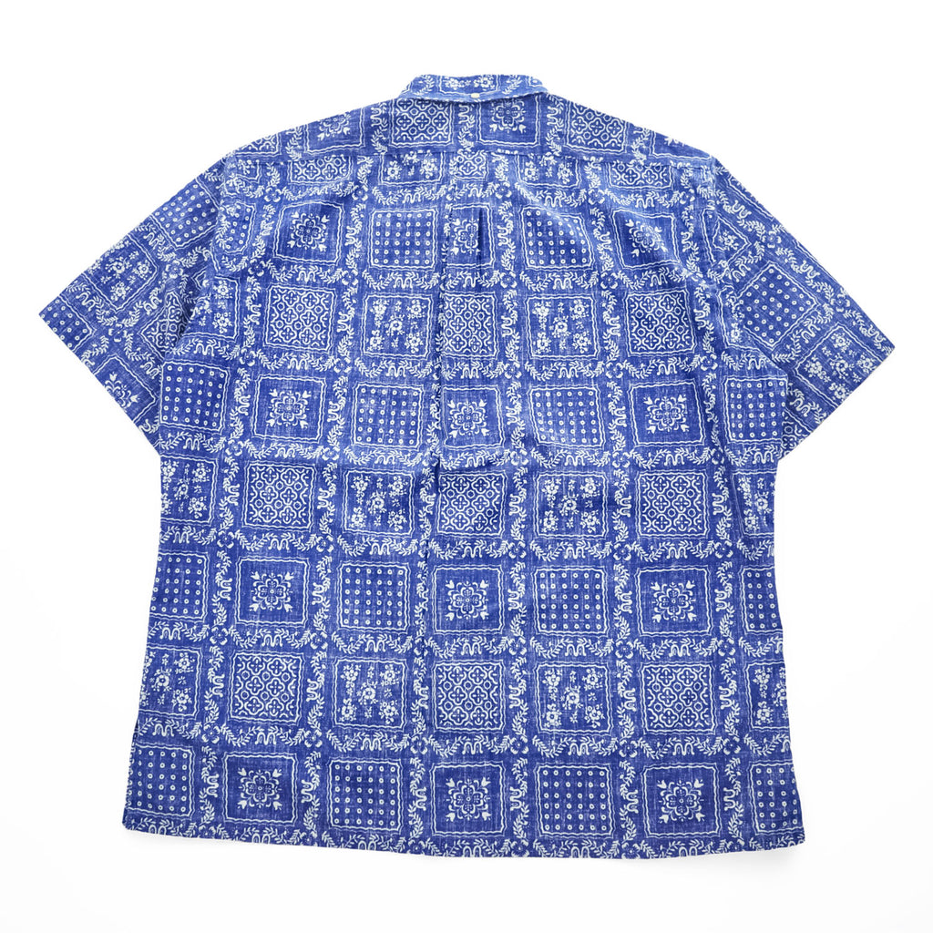 Reyn Spooner 90s Classic Fit Bandana Patchwork Aloha Shirt Blue White Short Sleeve Size XL