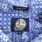 Reyn Spooner 90s Classic Fit Bandana Patchwork Aloha Shirt Blue White Short Sleeve Size XL