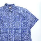 Reyn Spooner 90s Classic Fit Bandana Patchwork Aloha Shirt Blue White Short Sleeve Size XL