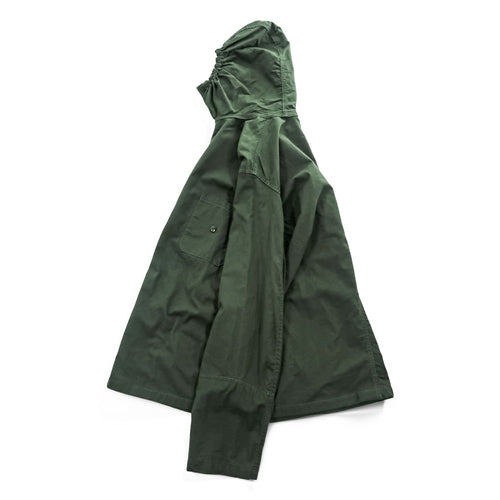 Vintage 60s French Army SONORCO Smock Parka Olive Hooded Chemical Smock Snap Button Size 92
