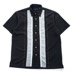 VAN HEUSEN STUDIO 半袖シャツ L ブラック グレー 縦ライン 切替 ボックスシルエット