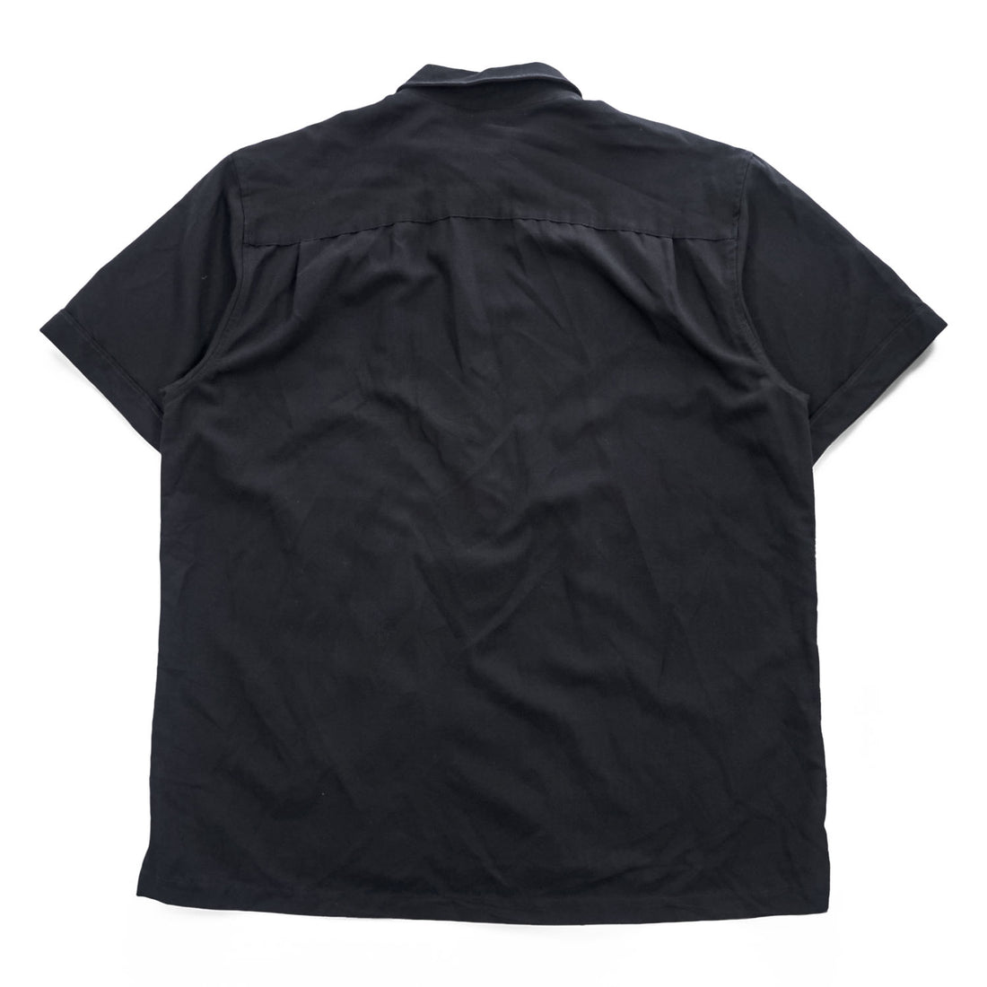 VAN HEUSEN STUDIO 半袖シャツ L ブラック グレー 縦ライン 切替 ボックスシルエット