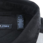 VAN HEUSEN STUDIO 半袖シャツ L ブラック グレー 縦ライン 切替 ボックスシルエット
