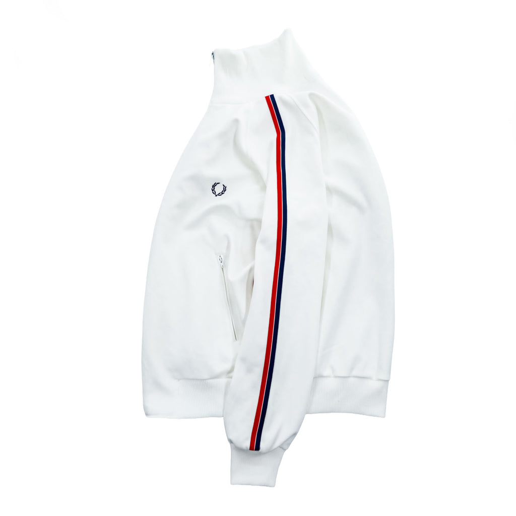 FRED PERRY 80s Vintage Made in Japan Jersey Track Jacket L White Embroidered Logo