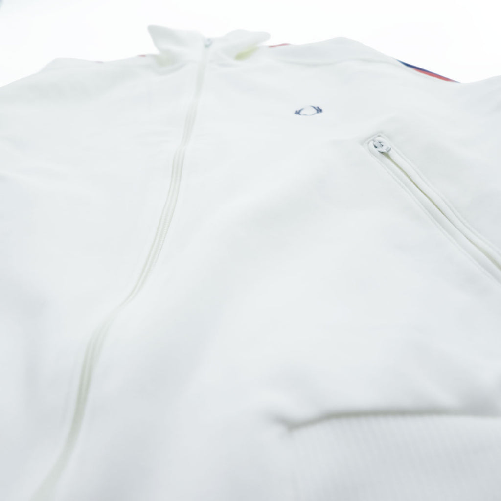FRED PERRY 80s Vintage Made in Japan Jersey Track Jacket L White Embroidered Logo