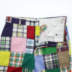 80s Vintage Bleeding Madras Patchwork Plaid Pants Multicolor Indian Fabric Preppy Trad Cotton Trousers