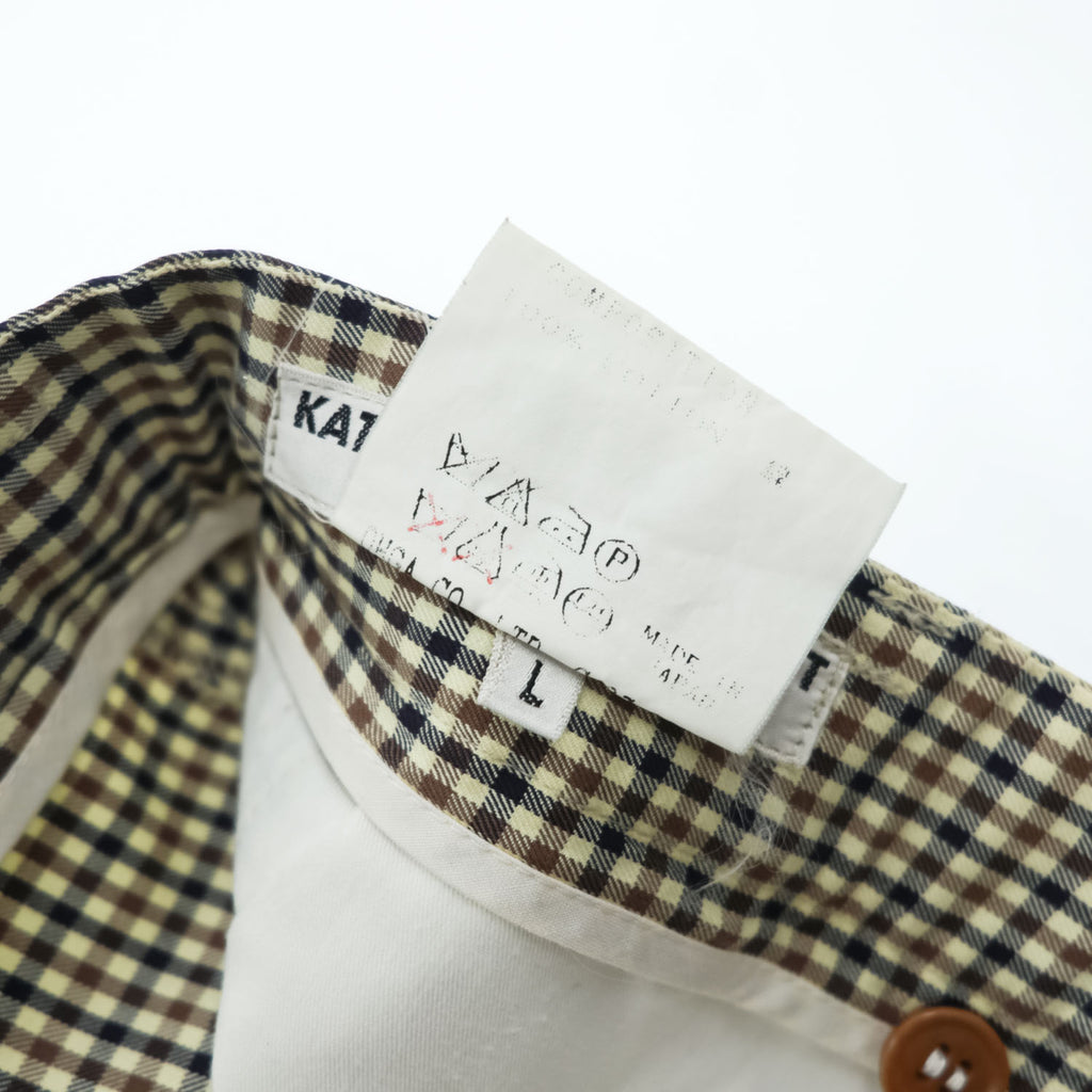 KATHARINE HAMNETT LONDON 90年代 ヴィンテージ 日本製 スラックス パンツ L ベージュ チェック ダブルカフス