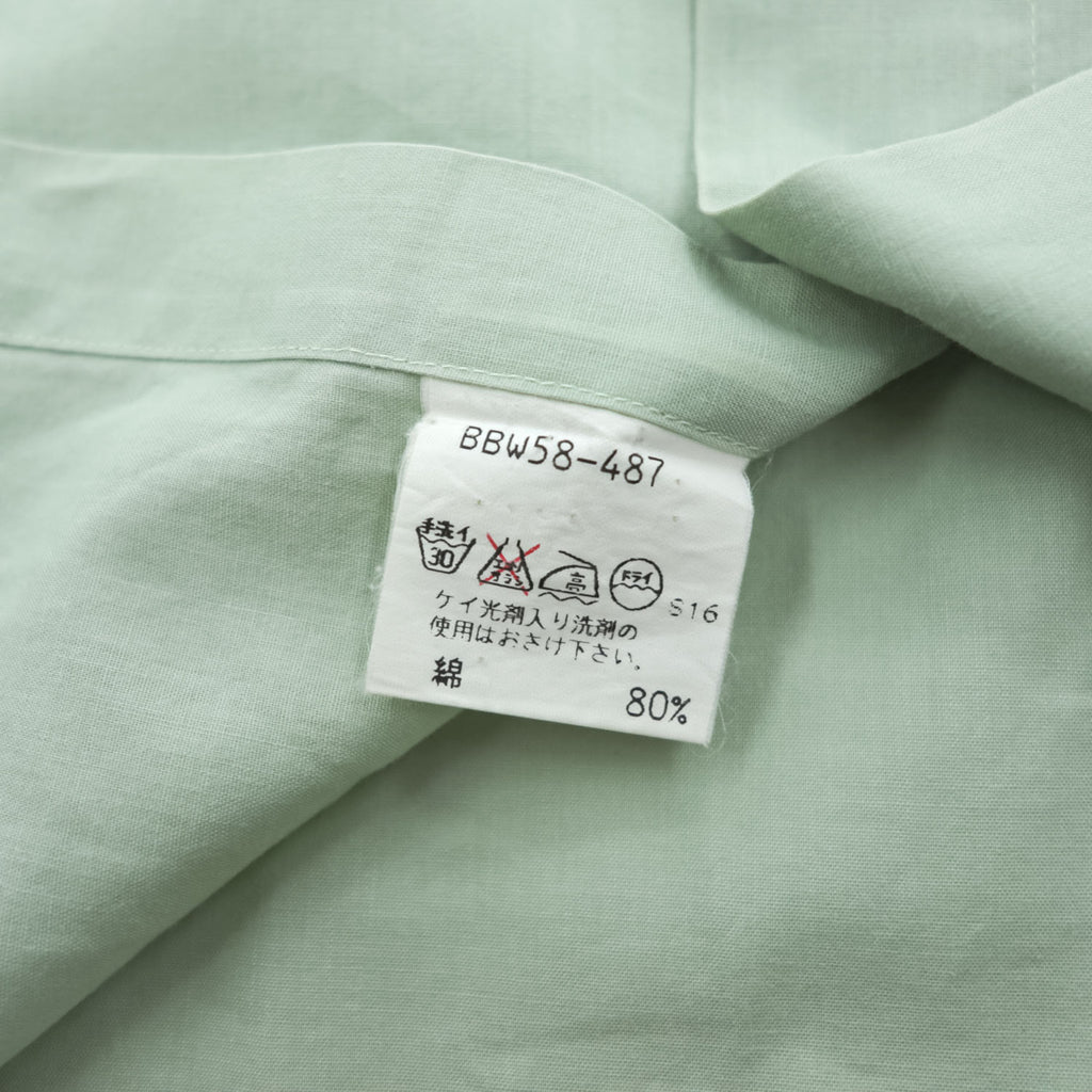 BURBERRY 90年代 ヴィンテージ 日本製 コットン リネン 半袖シャツ L グリーン 胸ポケット 鹿の子