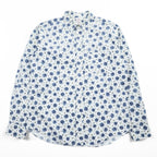 soe shirts 日本製 ドレスシャツ 長袖シャツ M ホワイト ブルー 花柄 薔薇 胸ポケット 2121-81-802