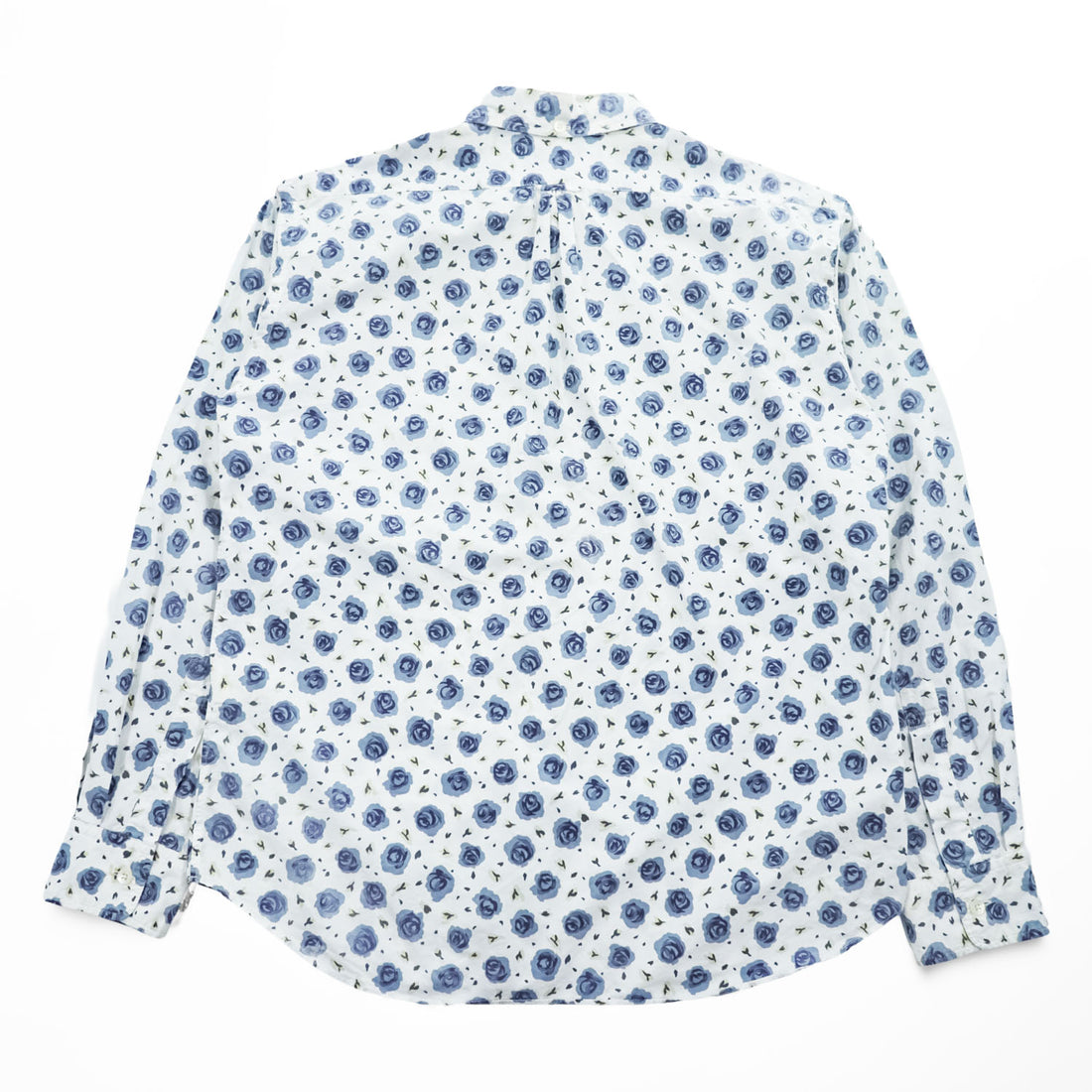 soe shirts 日本製 ドレスシャツ 長袖シャツ M ホワイト ブルー 花柄 薔薇 胸ポケット 2121-81-802