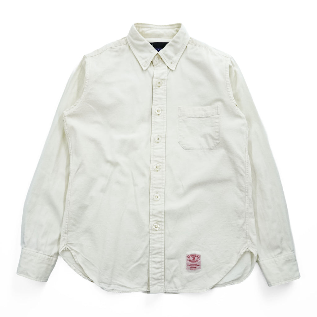 FAT 長袖 SLIMOX SOLID ボタンダウンシャツ SKINNY オフホワイト 生成り 胸ポケット