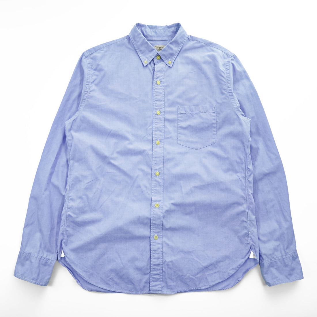 J.CREW 2-PLY 100% コットン 長袖 ボタンダウンシャツ M ライトブルー COTTON