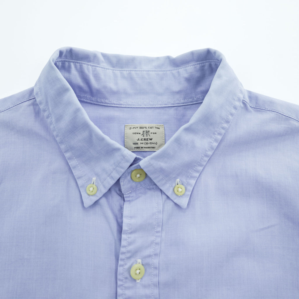 J.CREW 2-PLY 100% コットン 長袖 ボタンダウンシャツ M ライトブルー COTTON