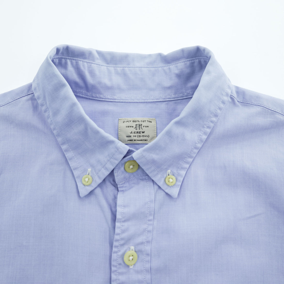 J.CREW 2-PLY 100% コットン 長袖 ボタンダウンシャツ M ライトブルー COTTON