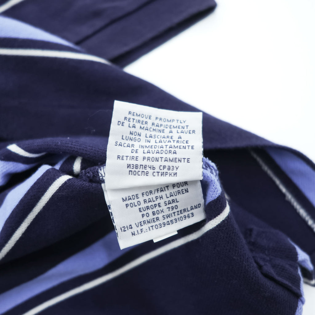 Polo Ralph Lauren 90年代 ヴィンテージ ボーダー ポロシャツ M ネイビー ブルー CUSTOM FIT 鹿の子