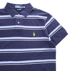 Polo Ralph Lauren 90年代 ヴィンテージ ボーダー ポロシャツ M ネイビー ブルー CUSTOM FIT 鹿の子