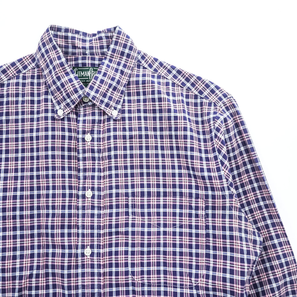 Gitman Bros Vintage USA製 長袖 チェック シャツ M パープル ボタンダウン 胸ポケット
