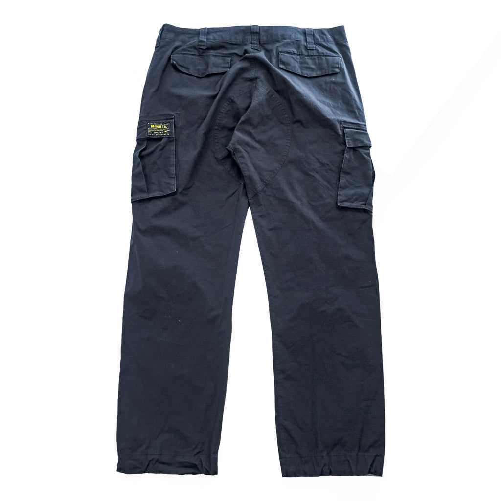 Nike SB Ripstop Cargo Pants Black Stretch Cotton Skateboarding Trousers Men W36 Drawcord Hem