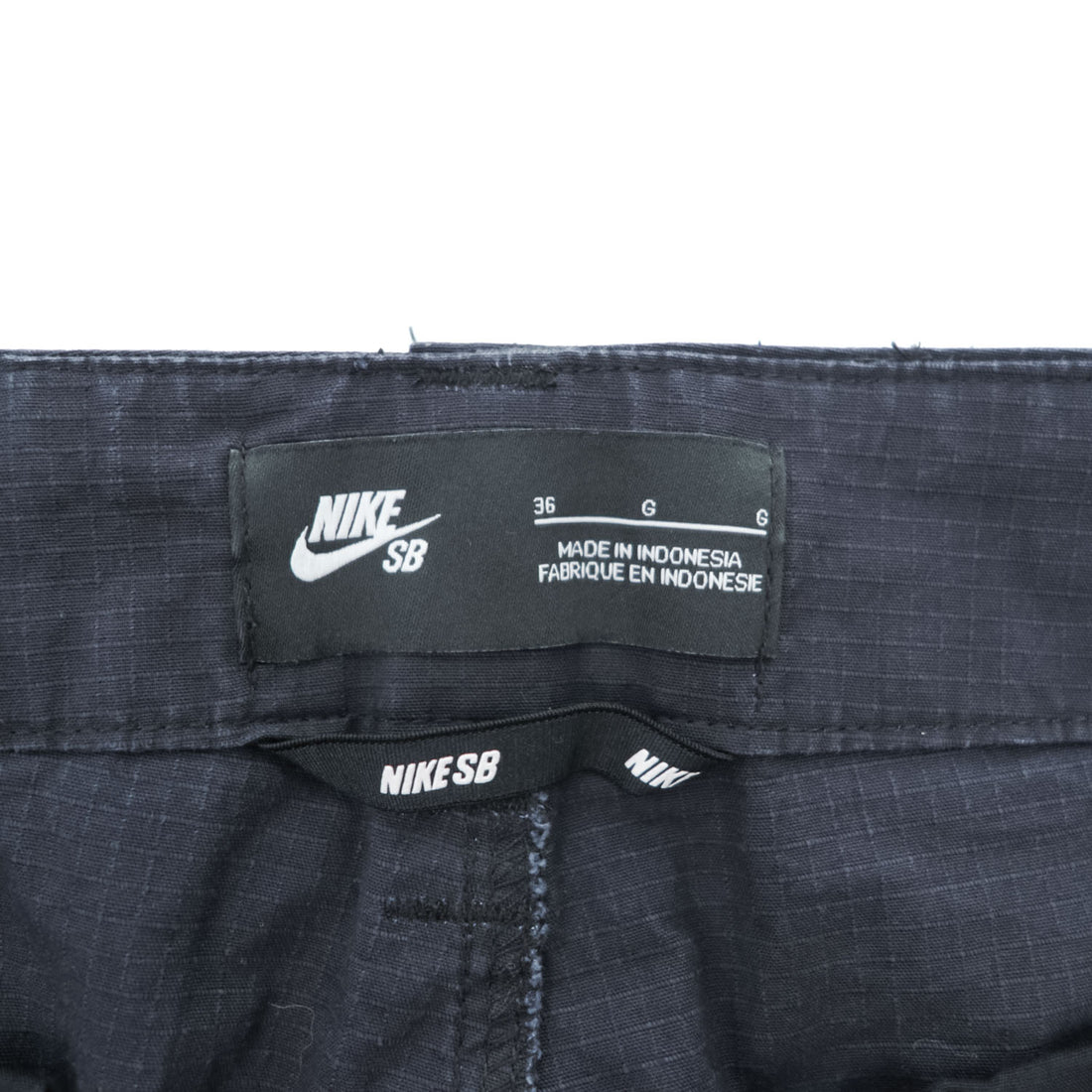 Nike SB Ripstop Cargo Pants Black Stretch Cotton Skateboarding Trousers Men W36 Drawcord Hem