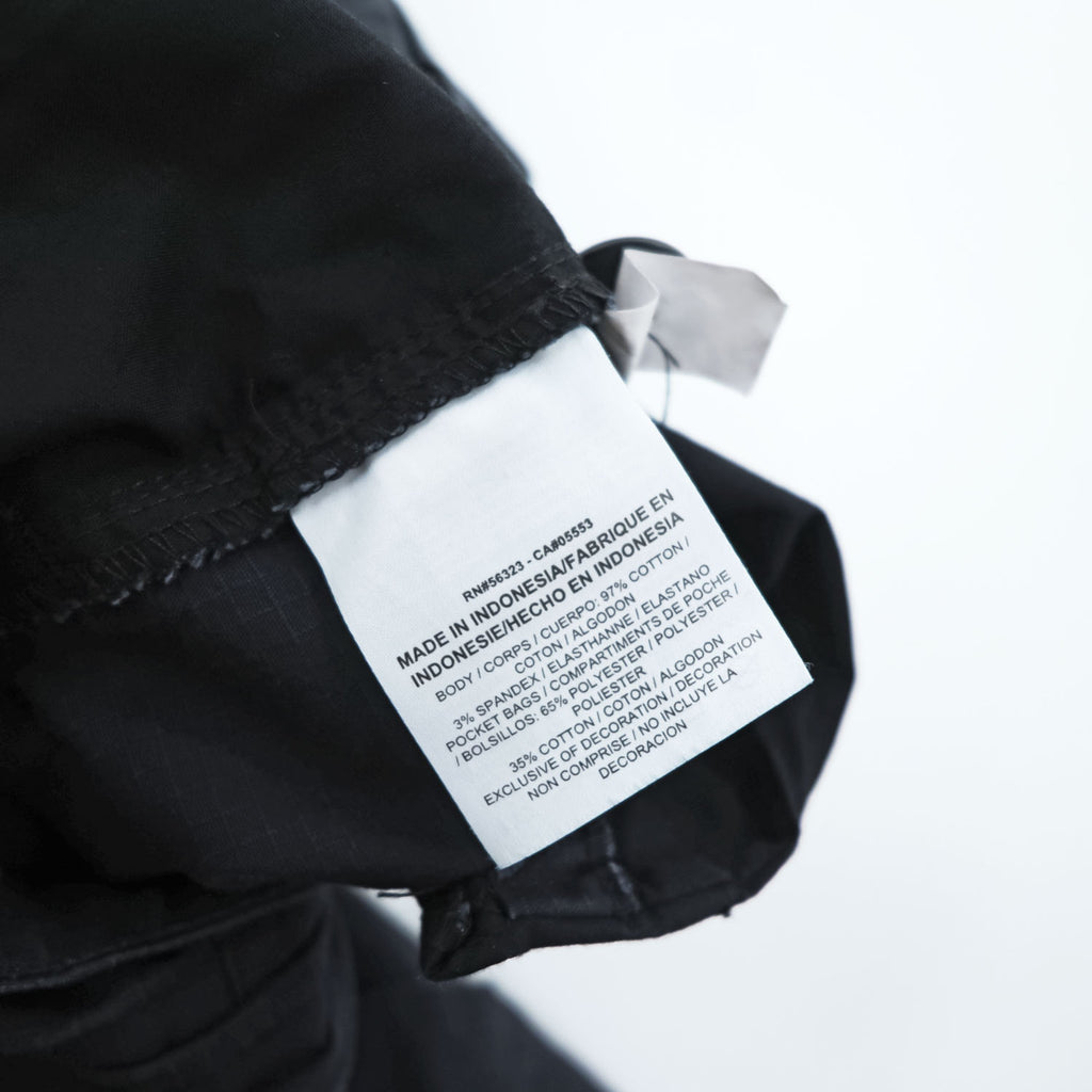 Nike SB Ripstop Cargo Pants Black Stretch Cotton Skateboarding Trousers Men W36 Drawcord Hem