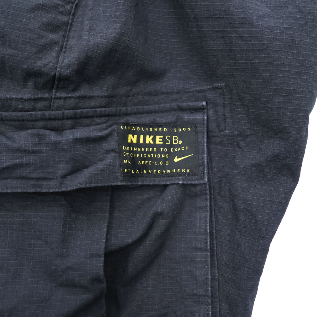 Nike SB Ripstop Cargo Pants Black Stretch Cotton Skateboarding Trousers Men W36 Drawcord Hem