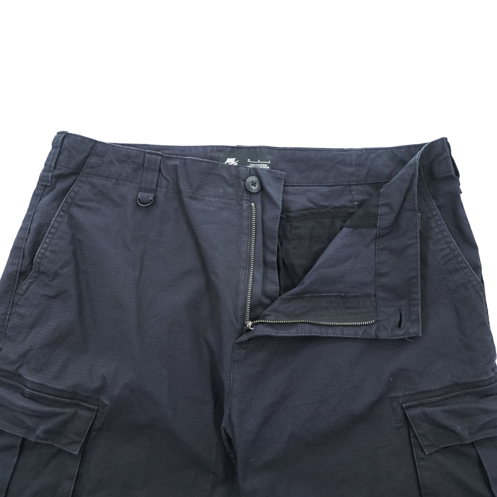 Nike SB Ripstop Cargo Pants Black Stretch Cotton Skateboarding Trousers Men W36 Drawcord Hem