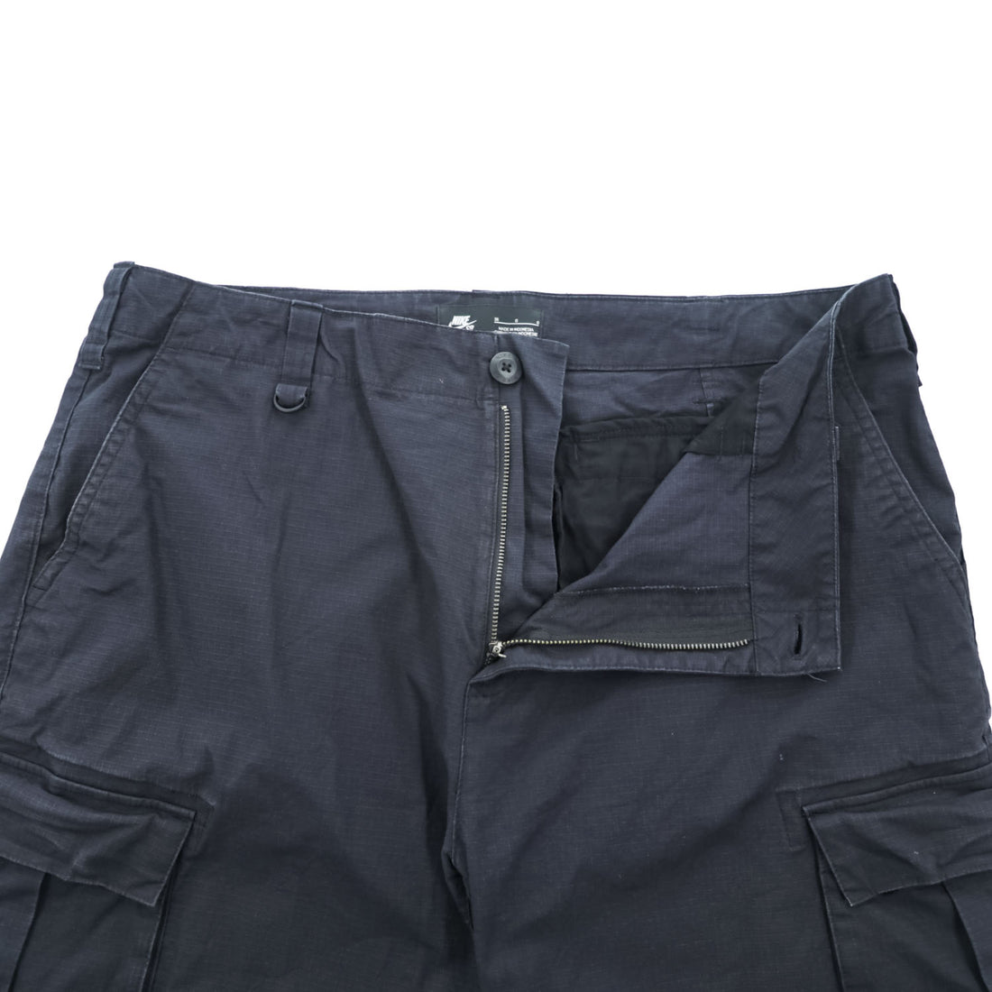 Nike SB Ripstop Cargo Pants Black Stretch Cotton Skateboarding Trousers Men W36 Drawcord Hem