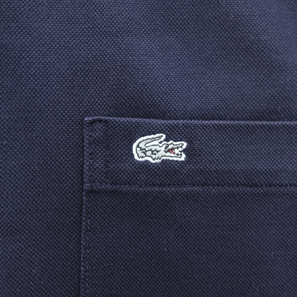 LACOSTE 日本製 ポロシャツ L ネイビー ワンポイントロゴ BD BIZ S/S POLO SHIRT ボタンダウン 鹿の子 KH701E