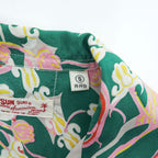 Sun Surf SS34858 Crown Flower Rayon Hawaiian Aloha Shirt Beige Green Made in Japan Size S