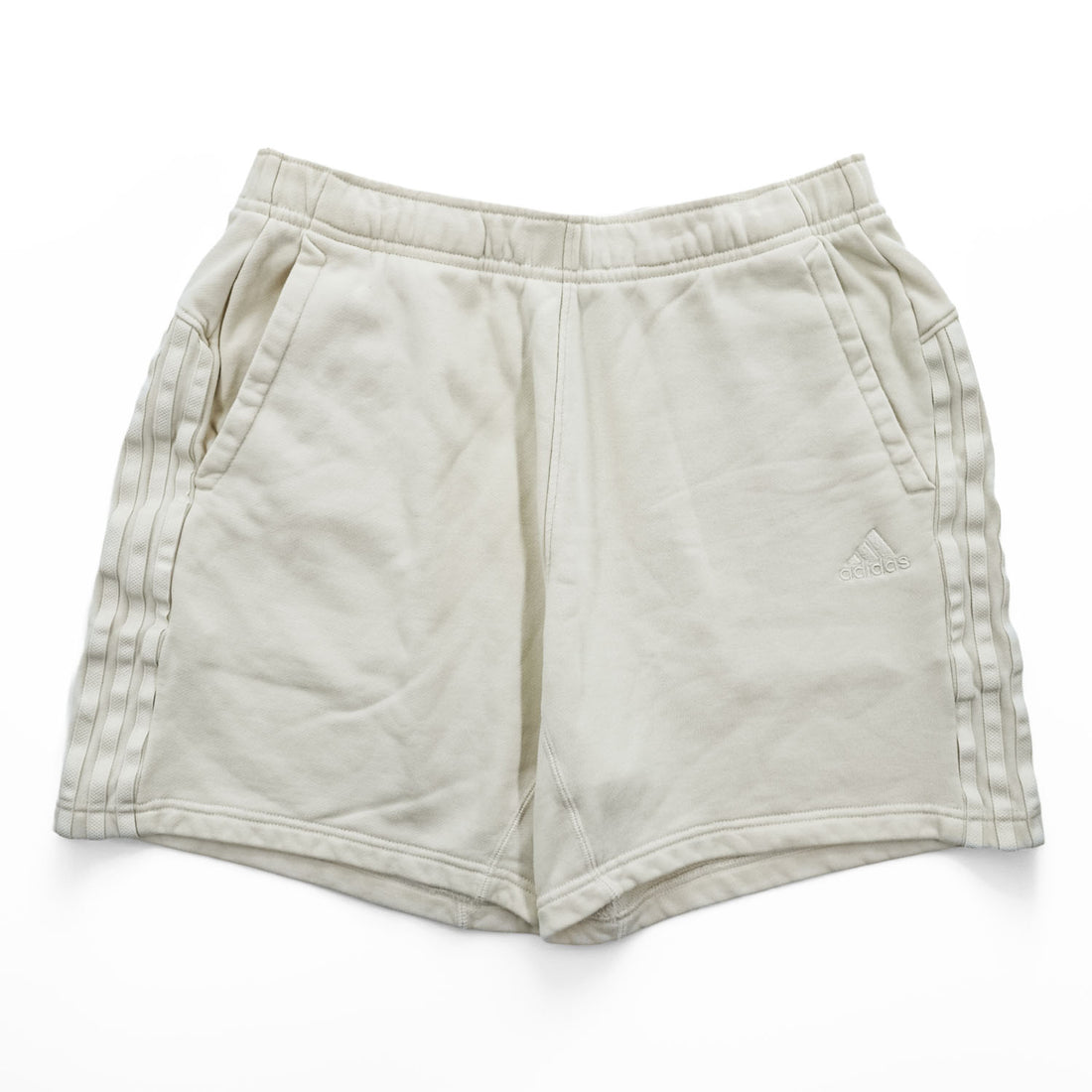 adidas KUE44 IT0917 3-Stripes Sweat Shorts Ivory Cotton Fleece Shorts Asia XL Made in Vietnam