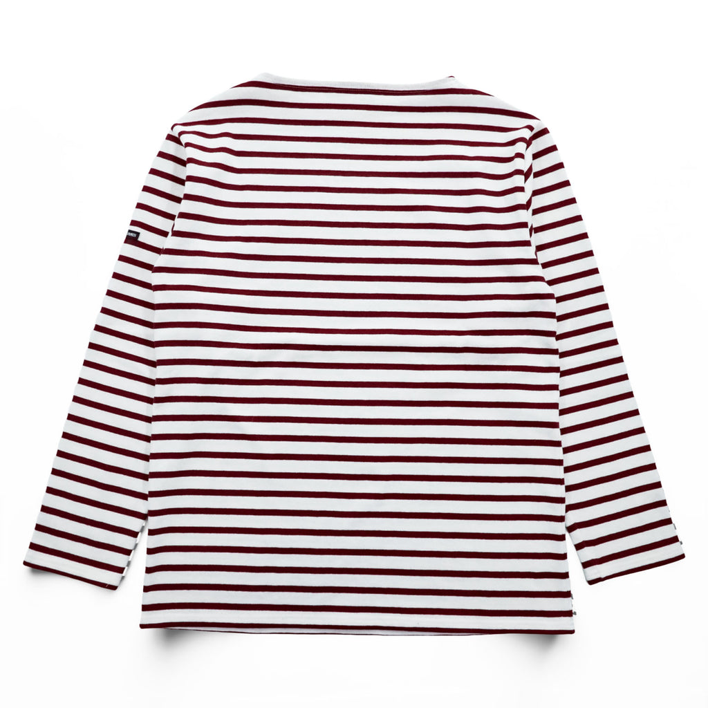 SAINT JAMES Ouessant Breton Shirt White Bordeaux Red Stripe Boat Neck Long Sleeve France Made Cotton Size T4 M