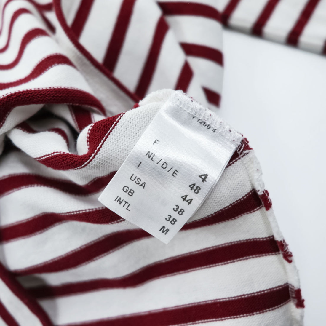 SAINT JAMES Ouessant Breton Shirt White Bordeaux Red Stripe Boat Neck Long Sleeve France Made Cotton Size T4 M