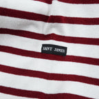 SAINT JAMES Ouessant Breton Shirt White Bordeaux Red Stripe Boat Neck Long Sleeve France Made Cotton Size T4 M